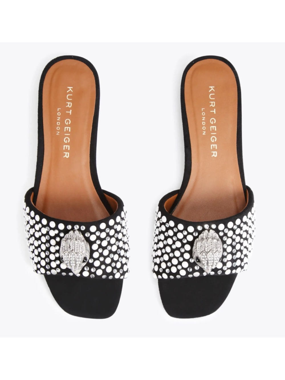 Kurt Geiger KENSINGTON FLAT SANDAL Pearl Slip On Sandals Size 10~ Excellent